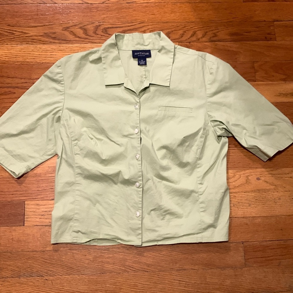 light green Ann Taylor button down blouse